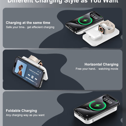 CHOETECH T616-F-WH 3in1 Magnetic Foldable Wireless Charger White 6