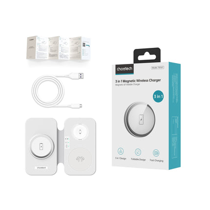 CHOETECH T616-F-WH 3in1 Magnetic Foldable Wireless Charger White 9