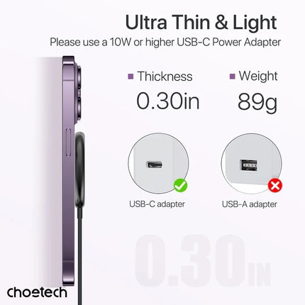 CHOETECH T697-F 15W/7.5W/5W magnetic charger for iPhone, Air Pods and more 1.5M Black 6