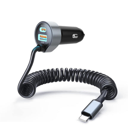 CHOETECH TC0030 65W 3-Port Fast Car Charger with 3.3ft Type-C Stretchable Cable 2