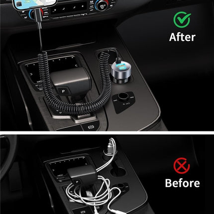 CHOETECH TC0030 65W 3-Port Fast Car Charger with 3.3ft Type-C Stretchable Cable 7