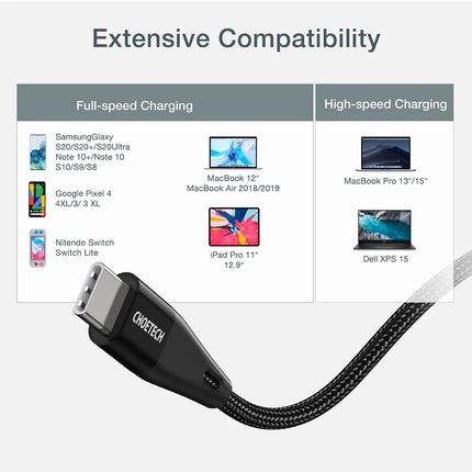 CHOETECH XCC-1003 USB-C To USB-C Cable 1.2M 5