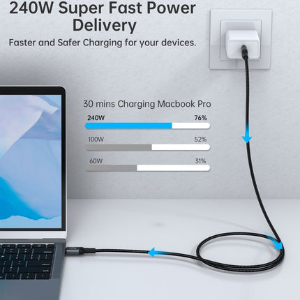 CHOETECH XCC-1040 USB-C M to M 240W Super Fast Speed Gen3 Cable 1.2M 7