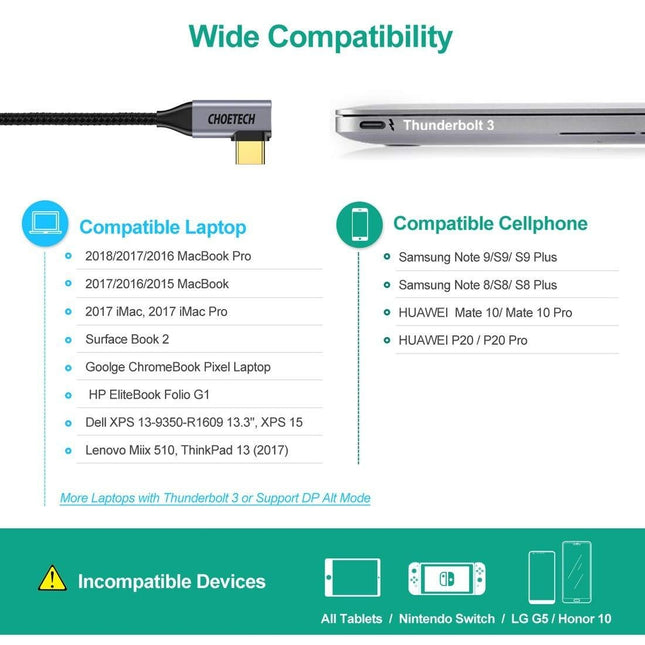 Choetech XCH-1803 USB C to HDMI Braided Cable 4K@60Hz 2