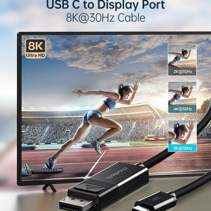 CHOETECH XCP-1803 USB-C To DisplayPort Cable 8K@30Hz 1.8M Two-Way 3