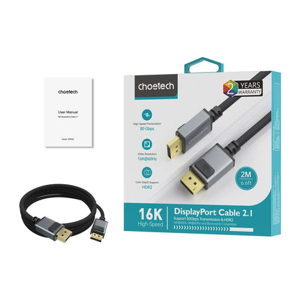 CHOETECH XDD02-1M 16K 60Hz / 8K 240Hz Resolution DP2.1 to DP cable 1M 3