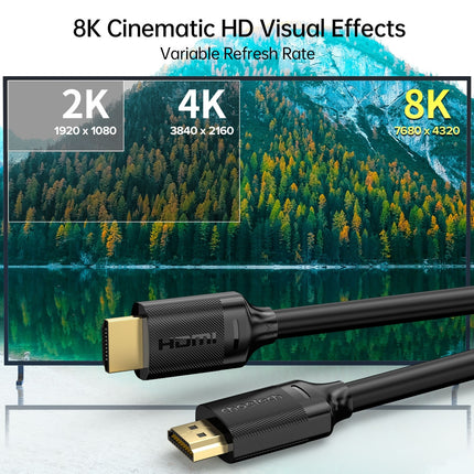 CHOETECH XHH-TP20 8K HDMI 2.1 Cable 8K@60Hz 48Gbps 2M Braided Cable - Black 2