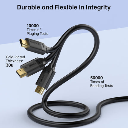 CHOETECH XHH-TP20 8K HDMI 2.1 Cable 8K@60Hz 48Gbps 2M Braided Cable - Black 3