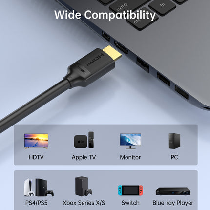 CHOETECH XHH-TP20 8K HDMI 2.1 Cable 8K@60Hz 48Gbps 2M Braided Cable - Black 5