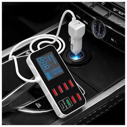 8-Port PD+QC3.0 Car Charger with LED Display 4