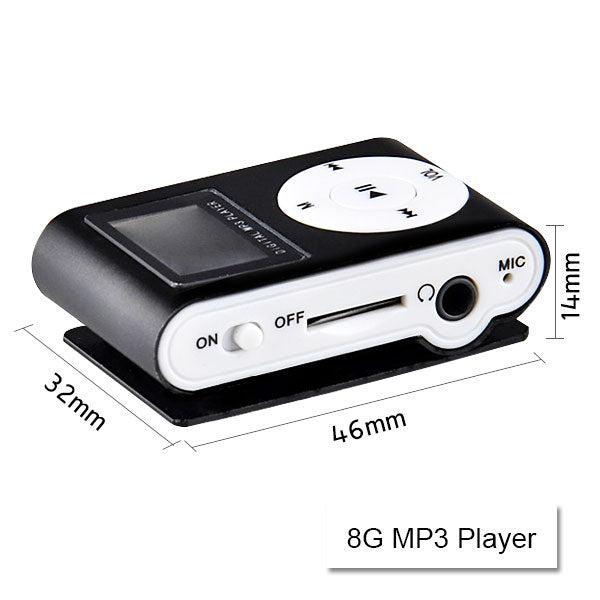Mini Clip 8G MP3 Music Player With USB Cable & Earphone Black 2