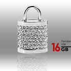 16GB Crystal Lock Pendant USB Flash Drive Pen Stick Memory (Silver)