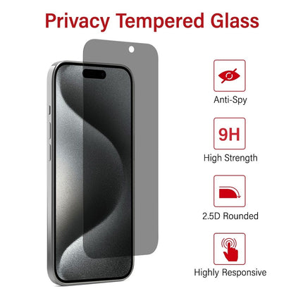 Privacy Tempered Glass Screen Protector for iPhone 16 Pro / 17 / 17 Pro 2