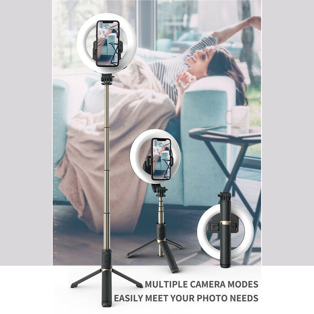 TEQ Q07 Bluetooth Ring Light Selfie Stick  + Tripod stand 2