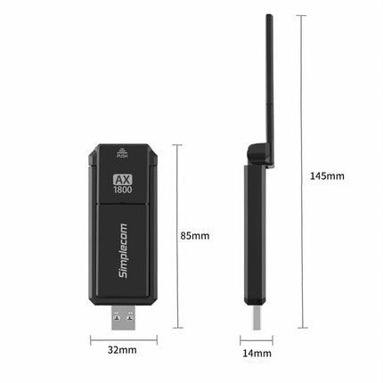 Simplecom NW812 AX1800 Dual Band WiFi 6 USB Adapter with Foldable Antenna 5