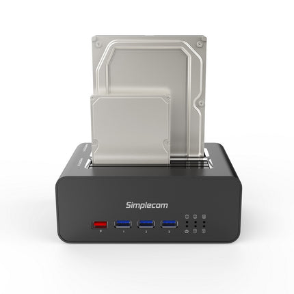 Simplecom SD352 USB 3.0 to Dual SATA Aluminium Docking Station with 3-Port Hub and 1 Port 2.1A USB Charger 5