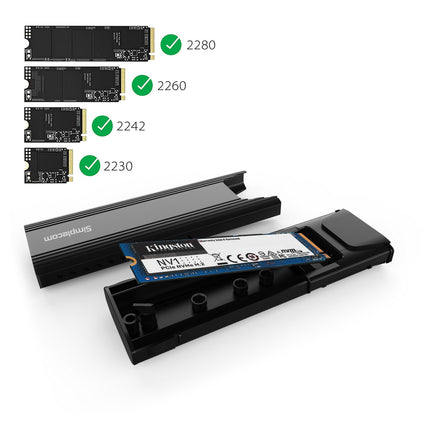 Simplecom SE504v2 NVMe / SATA Dual Protocol M.2 SSD USB-C Enclosure Tool-Free USB 3.2 Gen 2 10Gbps 4