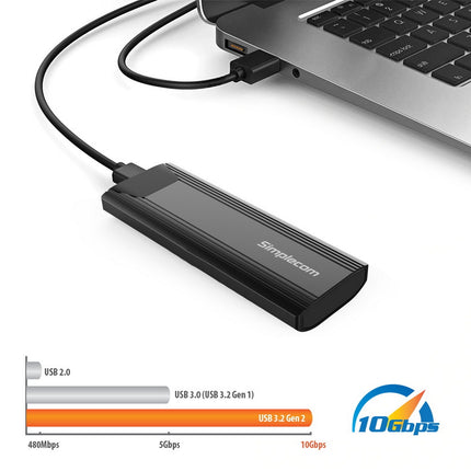 Simplecom SE504v2 NVMe / SATA Dual Protocol M.2 SSD USB-C Enclosure Tool-Free USB 3.2 Gen 2 10Gbps 6