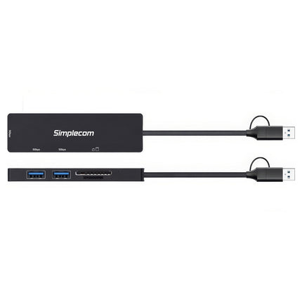 Simplecom CH365C SuperSpeed 3-Port USB Hub with SD MicroSD Card Reader USB-A and USB-C Dual Connector 4