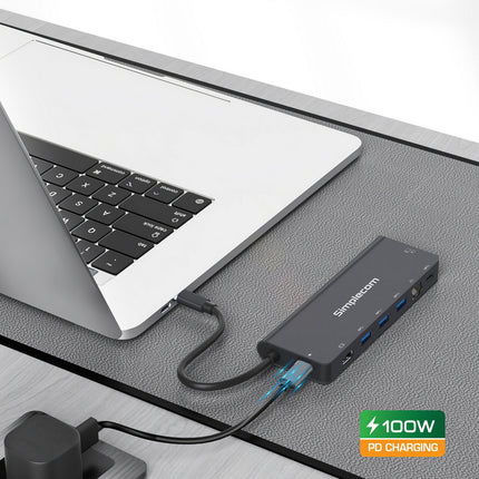 Simplecom CHT590 USB-C SuperSpeed 9-in-1 Multiport Docking Station HDMI 2.0 5