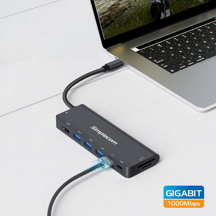 Simplecom CHT590 USB-C SuperSpeed 9-in-1 Multiport Docking Station HDMI 2.0 6