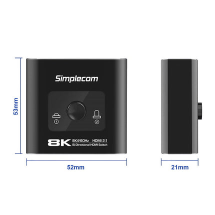 Simplecom CM302v2 Bi-Directional 2 Way HDMI 2.1 Switch Selector 8K@60Hz 4