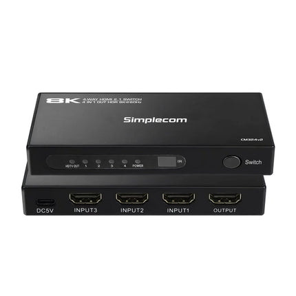 Simplecom CM324v2 4-Port HDMI 2.1 Switch with Remote 4 IN 1 OUT Splitter HDCP 2.3 8K@60Hz 3