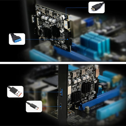 Simplecom EC315 PCIe x4 to 4-Port USB 3.2 Gen II 10Gbps Type-C and Type-A with Front Panel USB 3.0 and USB-C Key-A Expansion Card 4