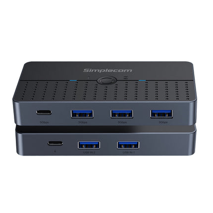 Simplecom KM320 2-Way SuperSpeed USB Switch 4-Port Hub with USB-C USB 3.0 5Gbps 2