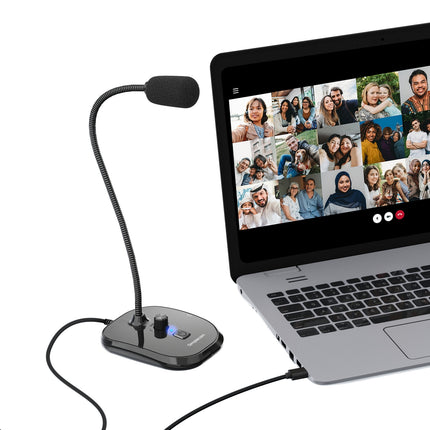 Simplecom UM360 Plug and Play USB Desktop Microphone with Headphone Jack 4