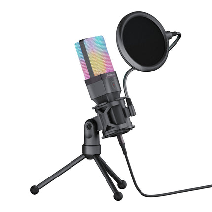 Simplecom UM650 USB Cardioid Condenser Microphone Gaming RGB Lights with Tripod & Pop Filter 3