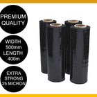 Moofer Premium Pallet Stretch Wrap 500mm x 300m x 25um Black (4 Packs)