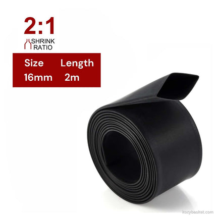 2m Polyolefin Shrink Tube 5/8" (16mm) 2:1 Ratio Heat Shrink Tubing Sleeving Wrap Shrinking