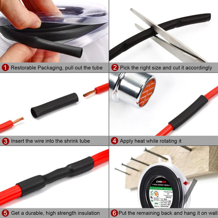 2m Polyolefin Shrink Tube 1/24" (1mm) 2:1 Ratio Heat Shrink Tubing Sleeving Wrap Shrinking 3