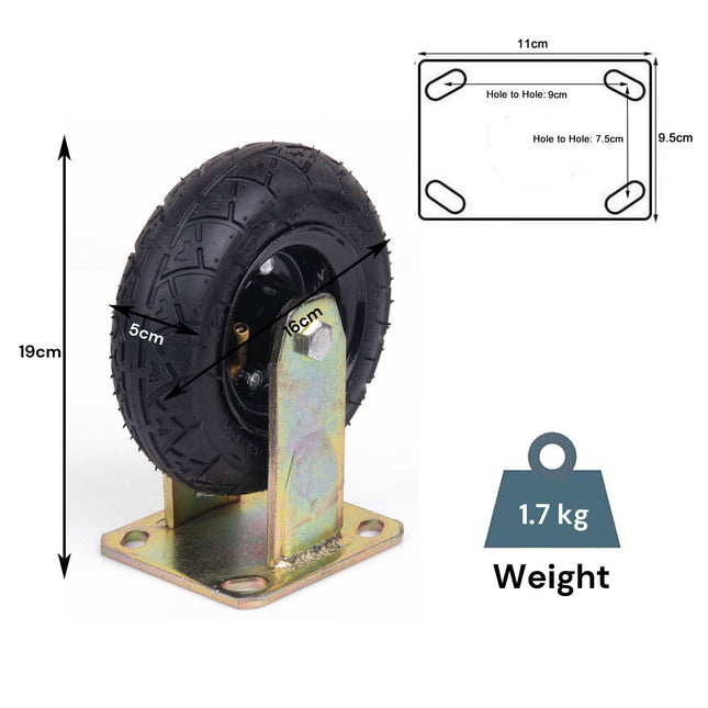 6 Inch Fixed Castor Caster Pneumatic Tyres Tyre  Wheel Trolley Cart Wheelbarrow 2