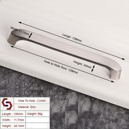 Brushed ZINC Kitchen Door Cabinet Drawer Handle Pulls 128MM 2