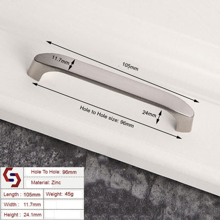 Brushed ZINC Kitchen Door Cabinet Drawer Handle Pulls 96MM 2