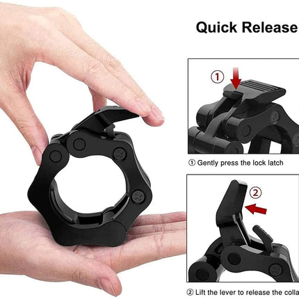 2Pcs 2in / 50mm Olympic Dumbbell Clamps Barbell Clamps Collars Clips Bar Plates Collar Clips Black 2