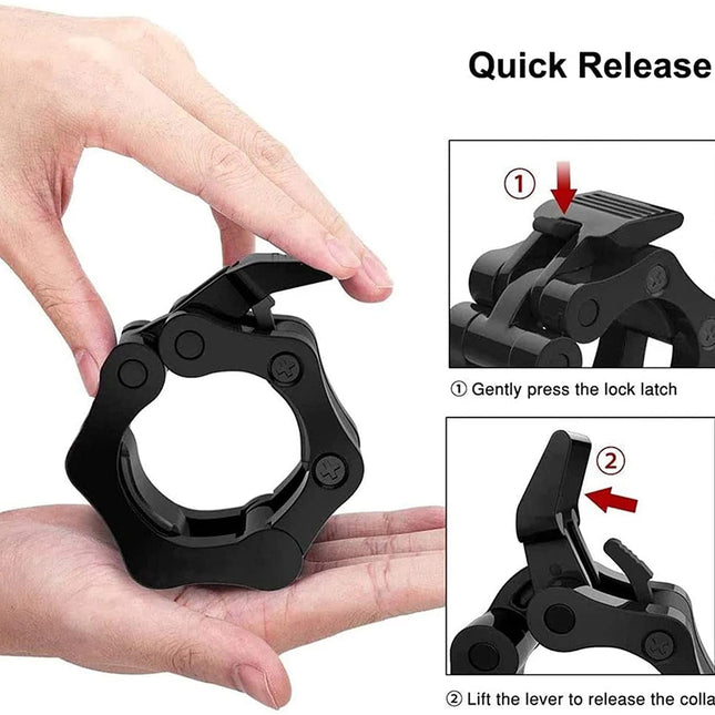 2Pcs 2in / 50mm Olympic Dumbbell Clamps Barbell Clamps Collars Clips Bar Plates Collar Clips Black 2