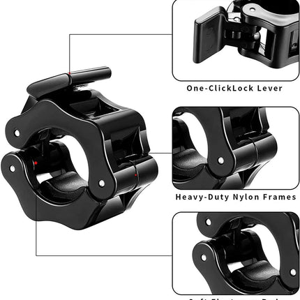 2Pcs 2in / 50mm Olympic Dumbbell Clamps Barbell Clamps Collars Clips Bar Plates Collar Clips Black 3