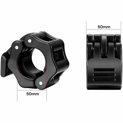 2Pcs 2in / 50mm Olympic Dumbbell Clamps Barbell Clamps Collars Clips Bar Plates Collar Clips Black 5