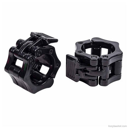 2Pcs 2in / 50mm Olympic Dumbbell Clamps Barbell Clamps Collars Clips Bar Plates Collar Clips Black
