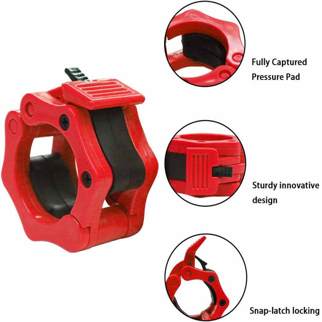 2Pcs 2in / 50mm Olympic Dumbbell Clamps Barbell Clamps Collars Clips Bar Plates Collar Clips Red 2