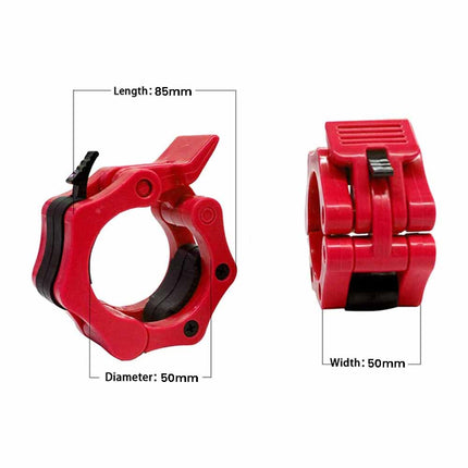 2Pcs 2in / 50mm Olympic Dumbbell Clamps Barbell Clamps Collars Clips Bar Plates Collar Clips Red 3