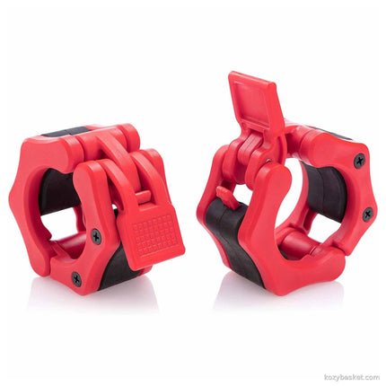 2Pcs 2in / 50mm Olympic Dumbbell Clamps Barbell Clamps Collars Clips Bar Plates Collar Clips Red