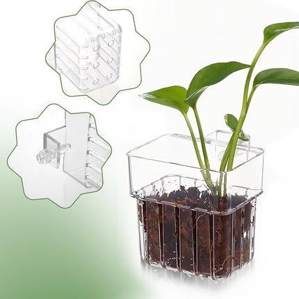 2pc Aquarium Plant Holder Clear Hanging Aquatic Planters with Hooks for Fish Tank Decor 5