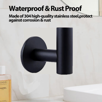 2 Pcs Wall Mount Self Adhesive Bathroom Towel Hooks Holder Cloth Hanger Hook Door Hanger Black 3