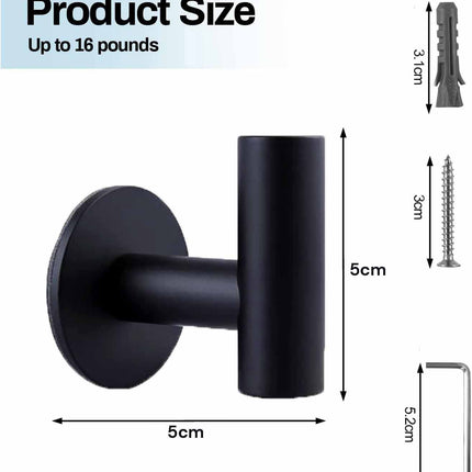 2 Pcs Wall Mount Self Adhesive Bathroom Towel Hooks Holder Cloth Hanger Hook Door Hanger Black 6