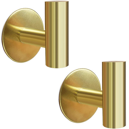 2 Pcs Wall Mount Self Adhesive Bathroom Towel Hooks Holder Cloth Hanger Hook Door Hanger Gold