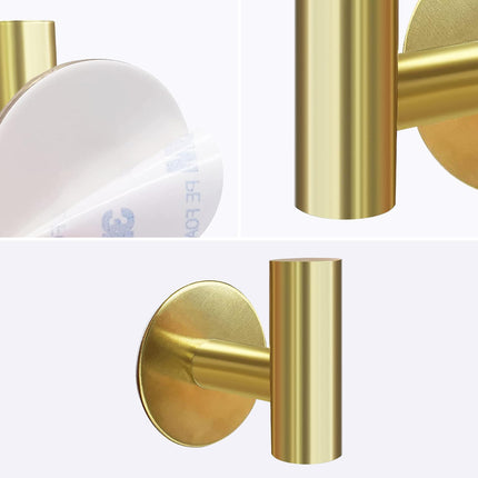 2 Pcs Wall Mount Self Adhesive Bathroom Towel Hooks Holder Cloth Hanger Hook Door Hanger Gold 2